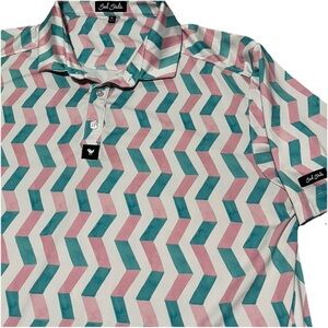 Bad Birdie Pink and Teal Chevron Polo Shirt
